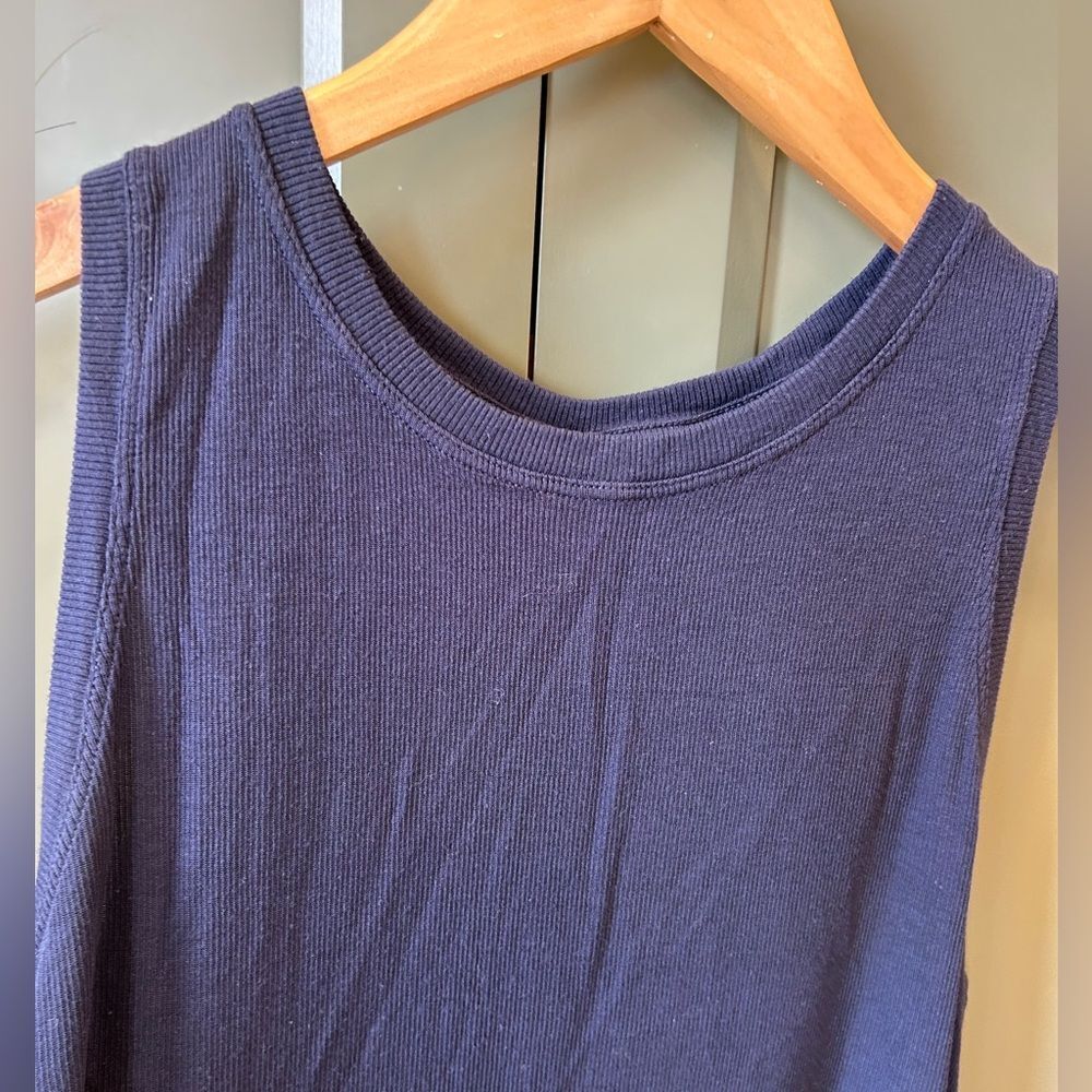 Athleta Navy Lightweight Rib Open Back Tank - Picture 2 of 6